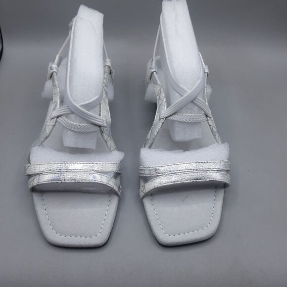 Ann Marino Sandals Zest Helps Women's 6M Silver White Iridescent - Picture 2 of 9